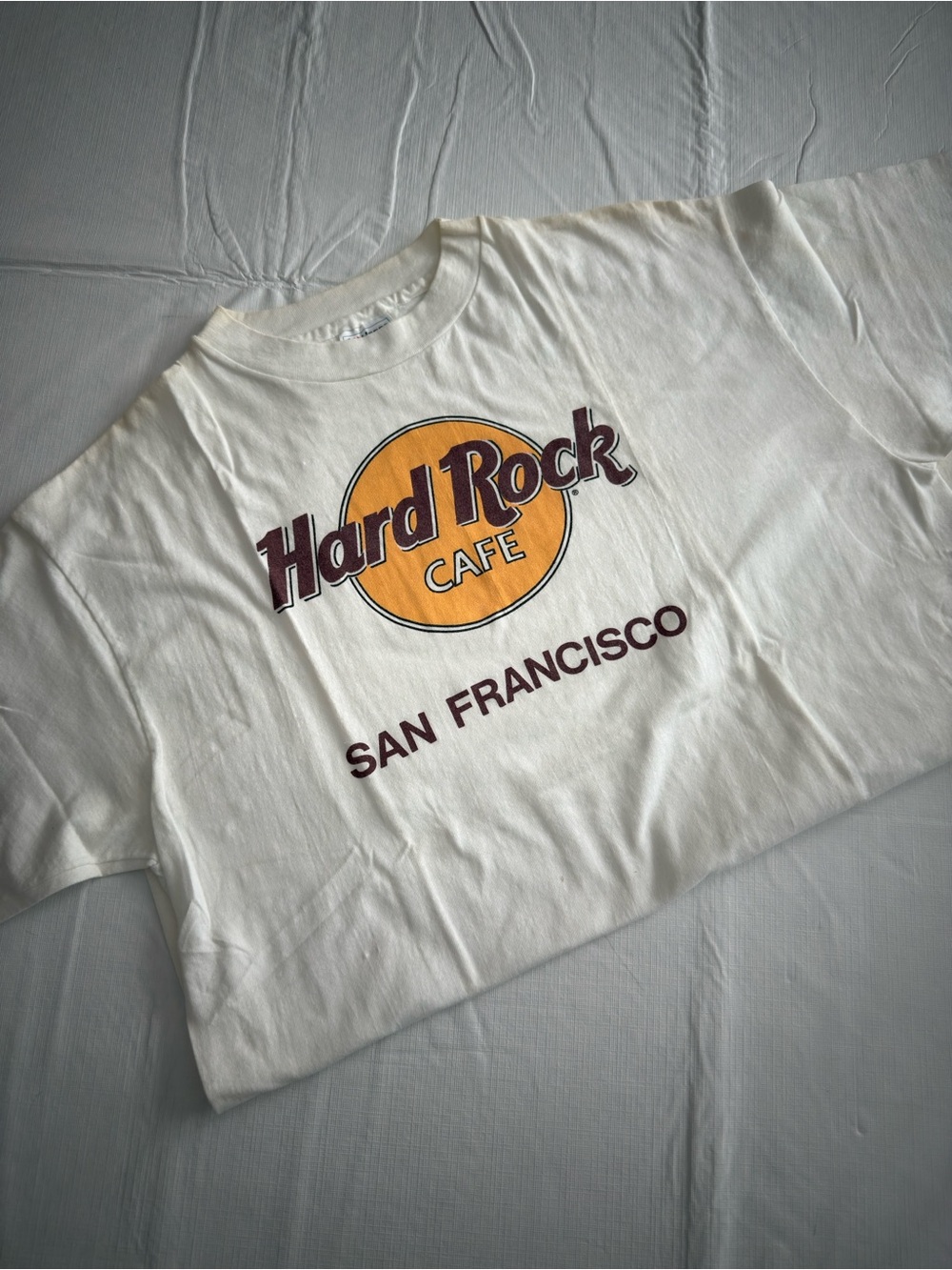 Hard Rock Cafe San Francisco Logo Tee - White with Yellow Accent